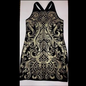 Black and gold mini dress